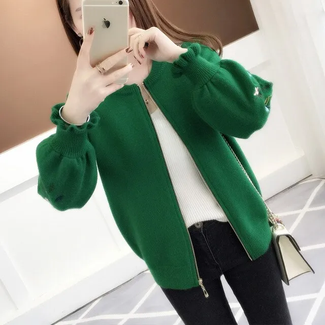 2019 autumn outfit sleeve knit cardigan