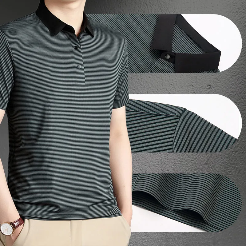 👑2025 Men's Classic Striped Casual Polo Shirt