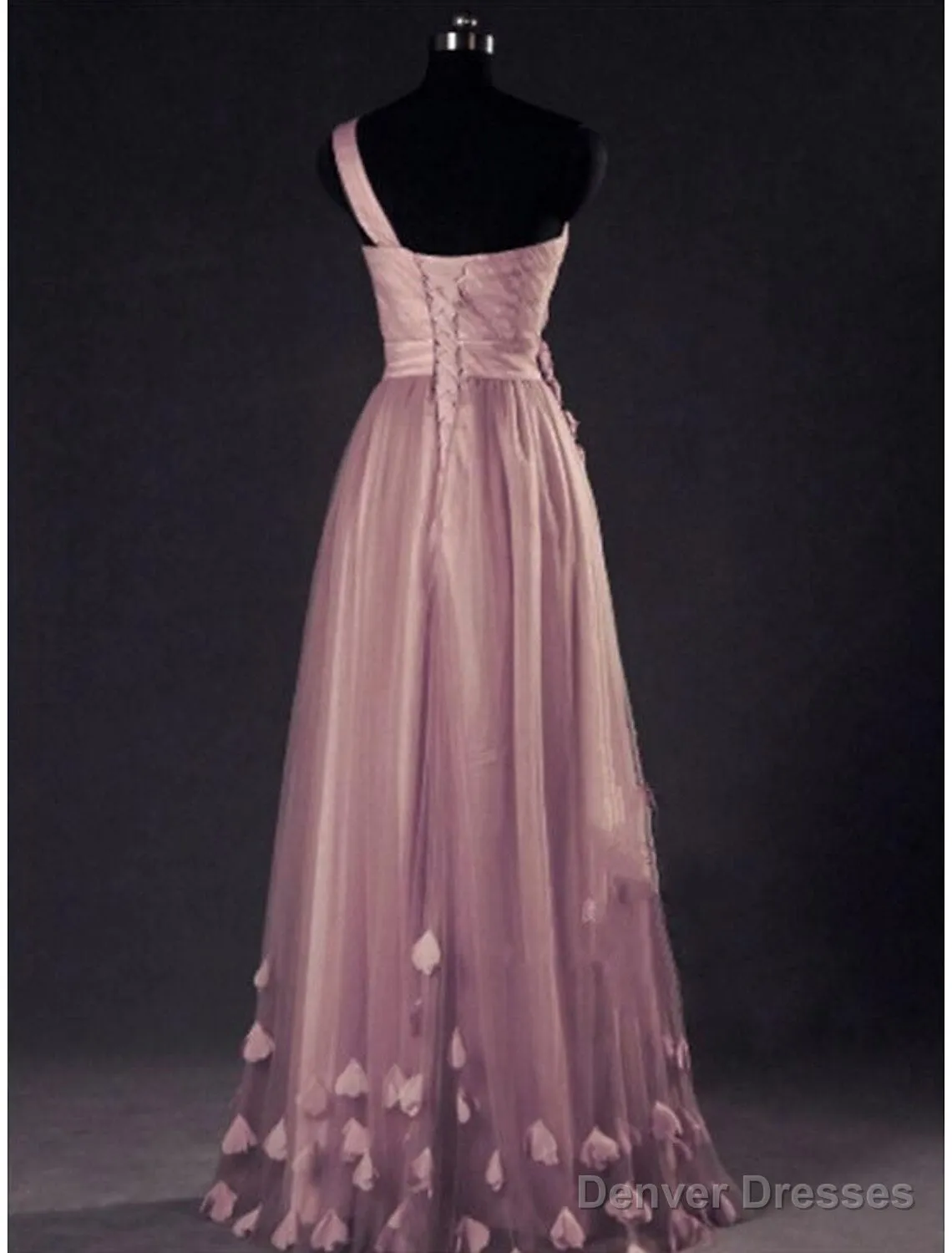 A-Line Prom Dresses Floral Dress Wedding Guest Prom Floor Length Sleeveless One Shoulder Tulle With Appliques