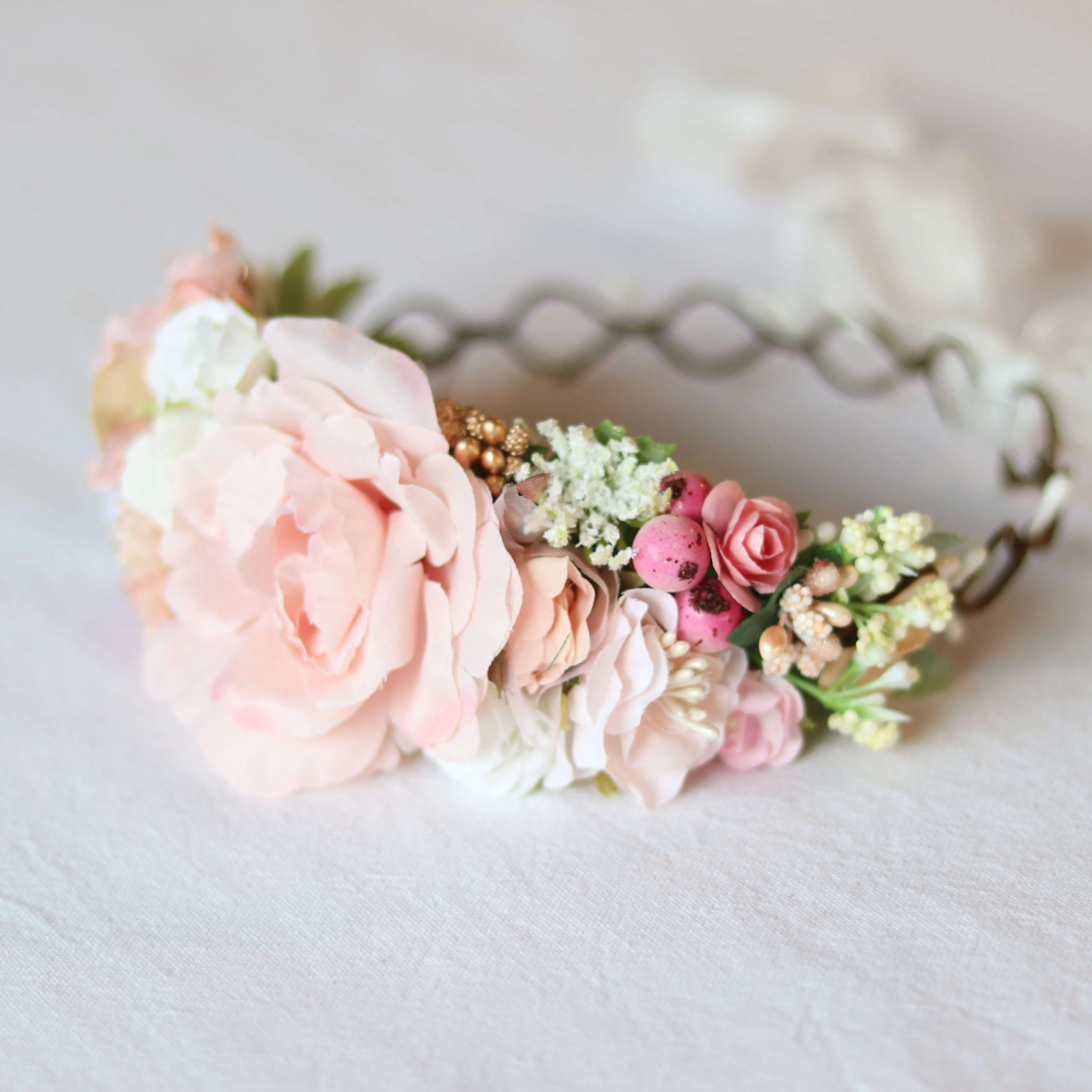 Aria flower crown - peachy blush