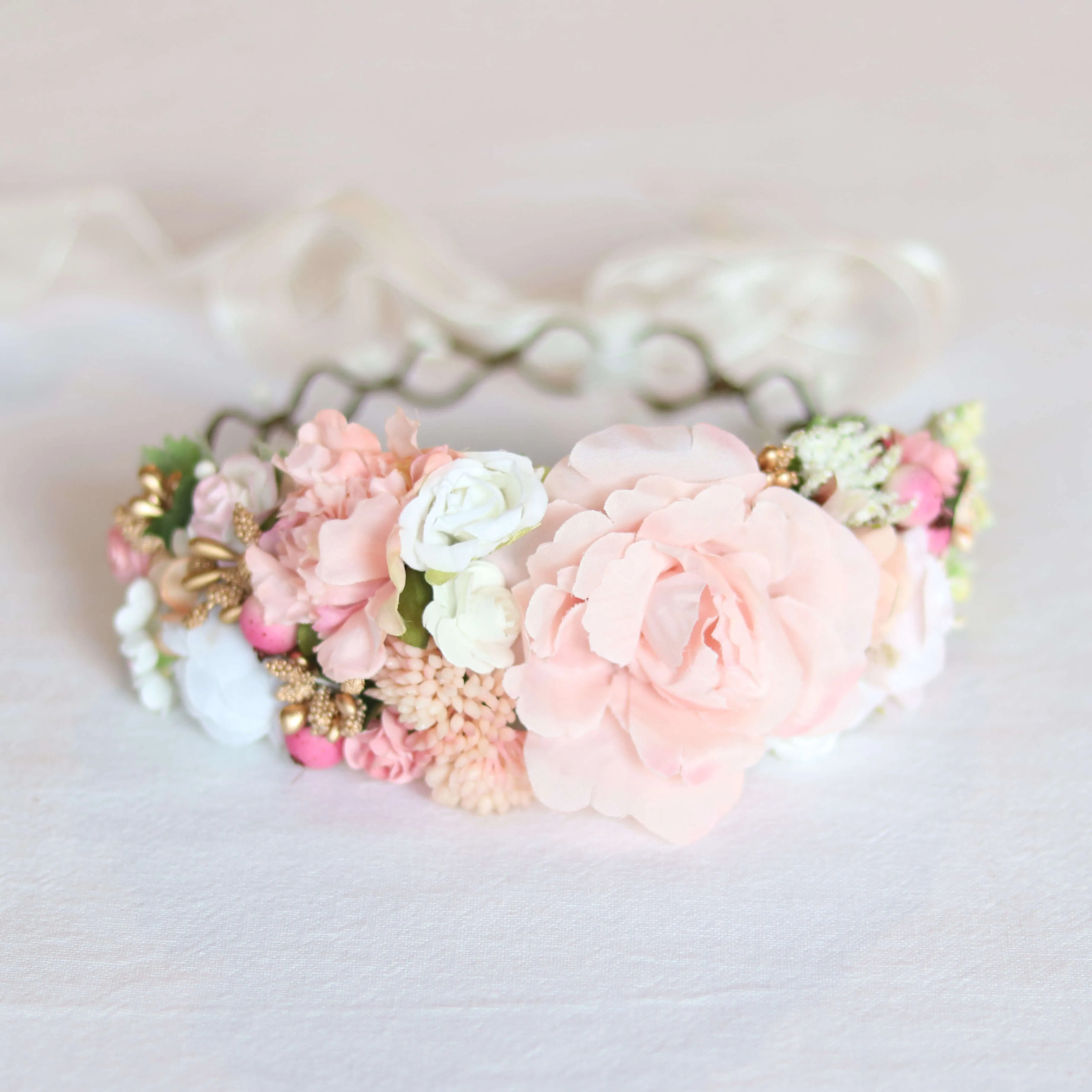 Aria flower crown - peachy blush