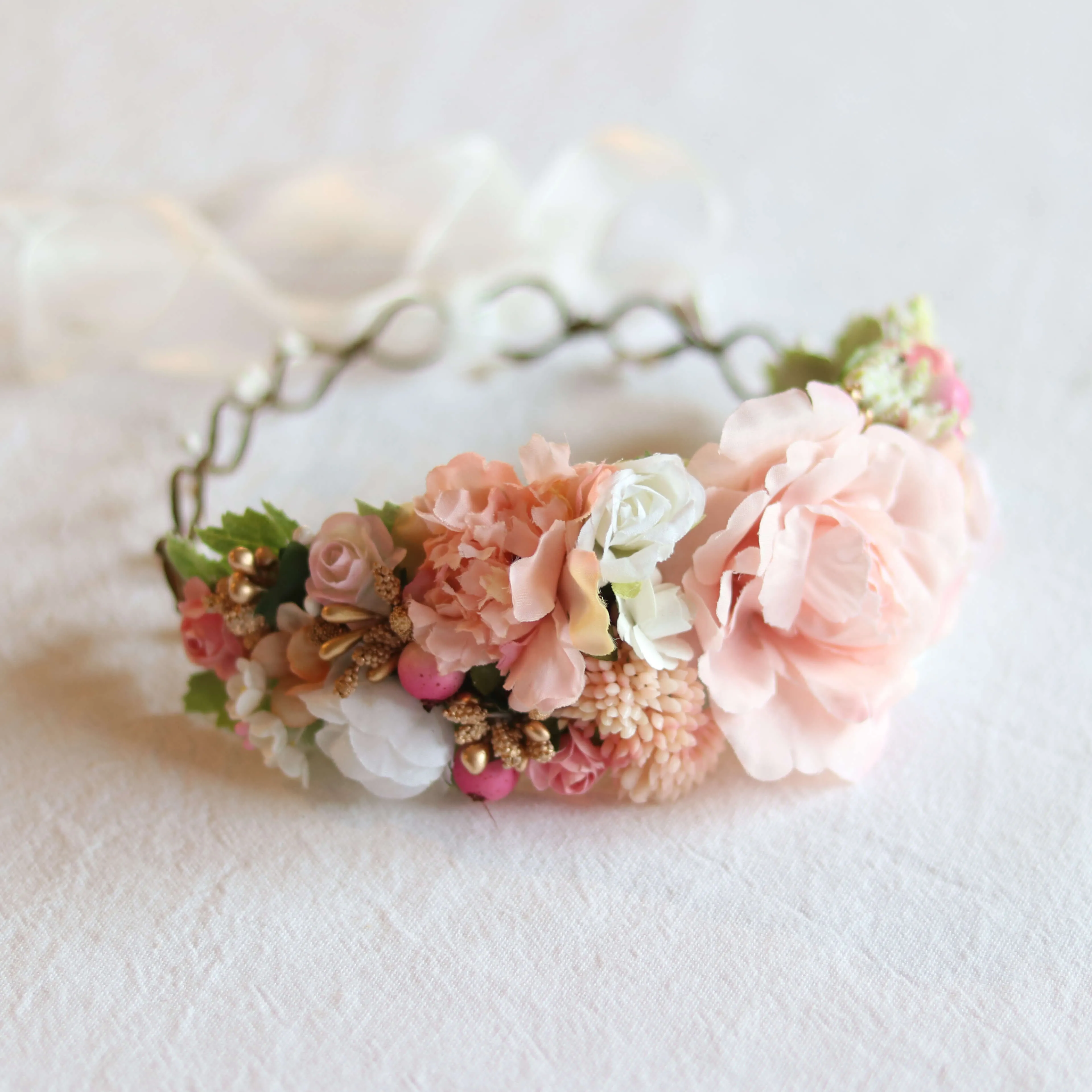 Aria flower crown - peachy blush