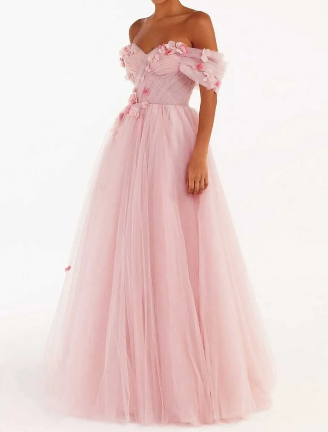 Ball Gown Sheath / Column Homecoming Dresses Floral Dress Quinceanera Floor Length Sleeveless Off Shoulder Tulle with Appliques