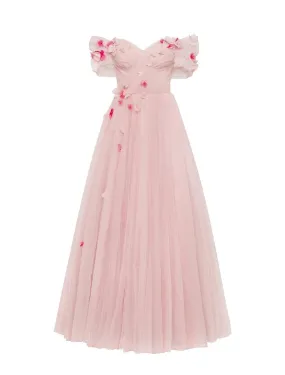 Ball Gown Sheath / Column Homecoming Dresses Floral Dress Quinceanera Floor Length Sleeveless Off Shoulder Tulle with Appliques
