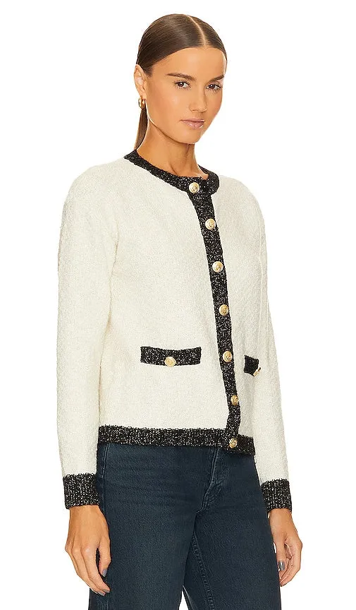 BCBGeneration Contrast Knit Cardigan in Cream