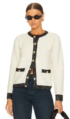 BCBGeneration Contrast Knit Cardigan in Cream