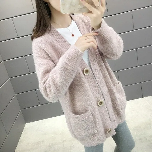 Blusas De Inverno Feminina In The 9270 Film New Winter Long Cultivate Morality Pocket Knit Cardigan 66-1 / F, 11 Row 5 Shelves
