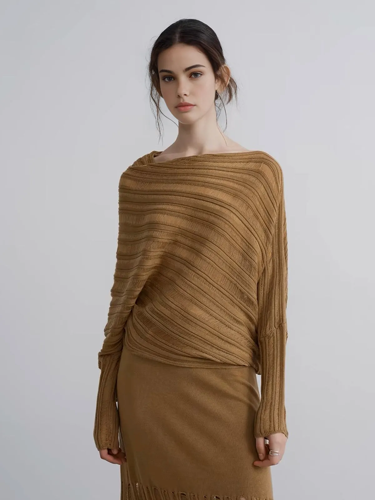 Boheme Asymmetrical Neck Loose Sweater