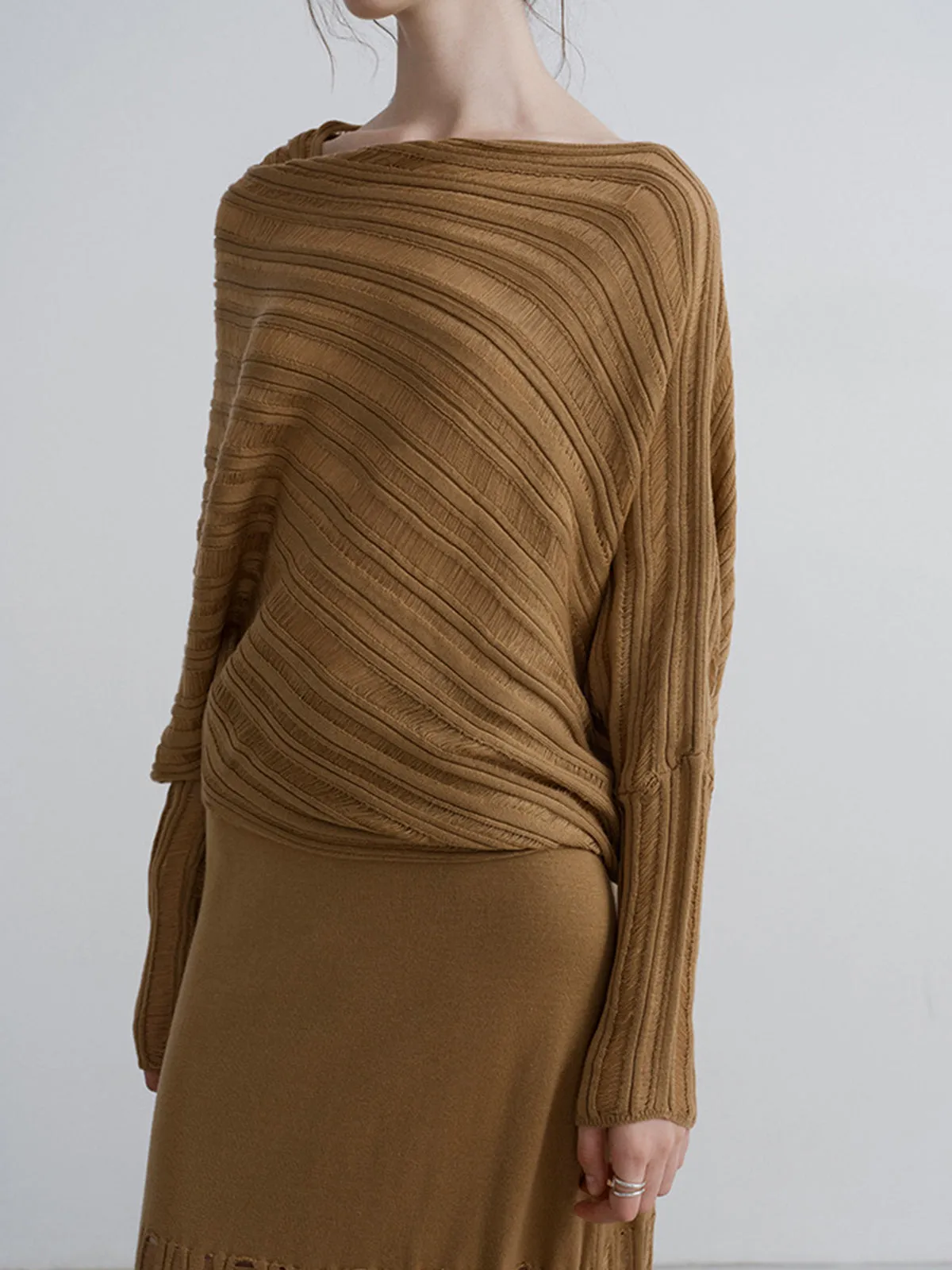 Boheme Asymmetrical Neck Loose Sweater