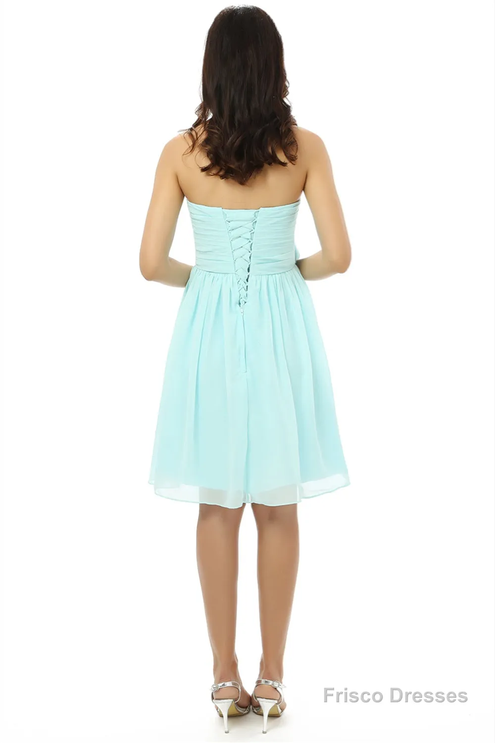 Chiffon Floral Knee Length Short Bridesmaid Dresses