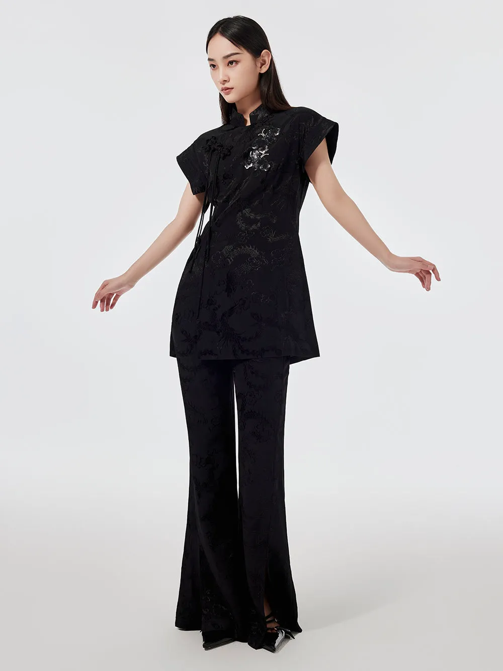 MUKZIN Black Elegant Flared Pants