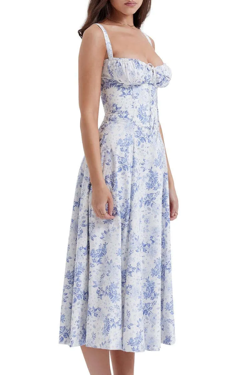 Printed Bustier Dress: Sustainable & Elegant