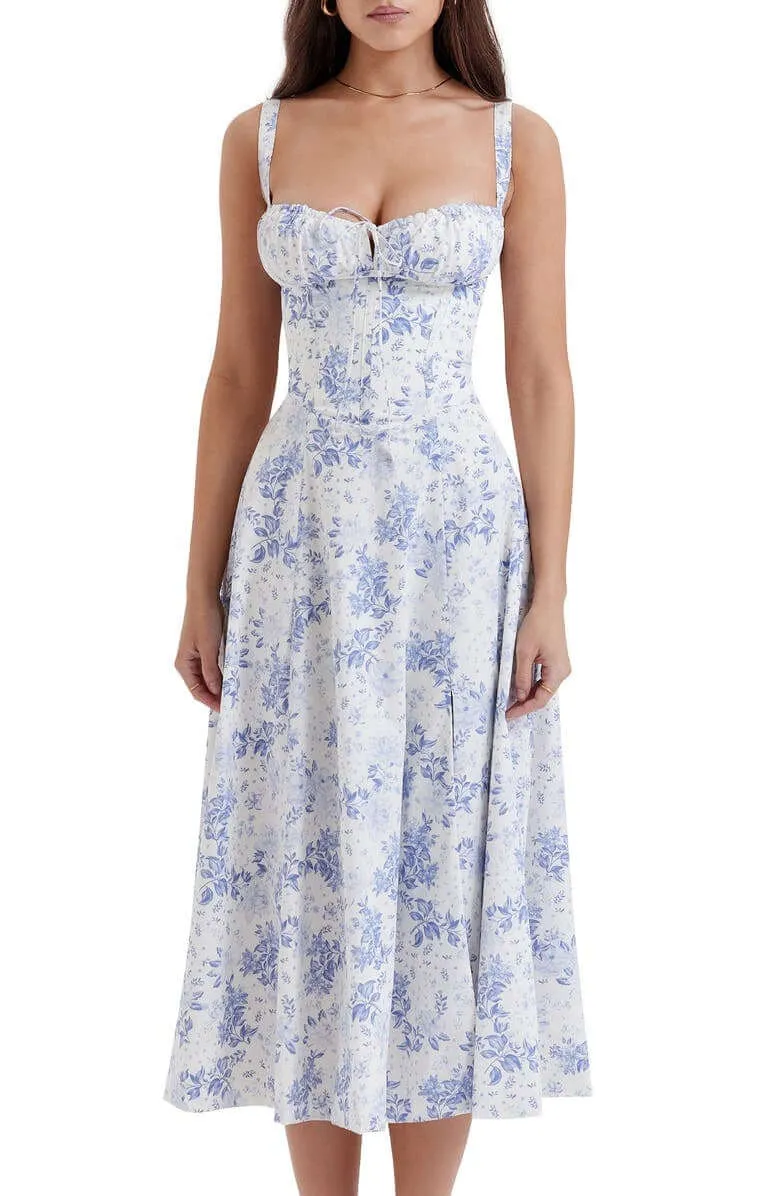 Printed Bustier Dress: Sustainable & Elegant